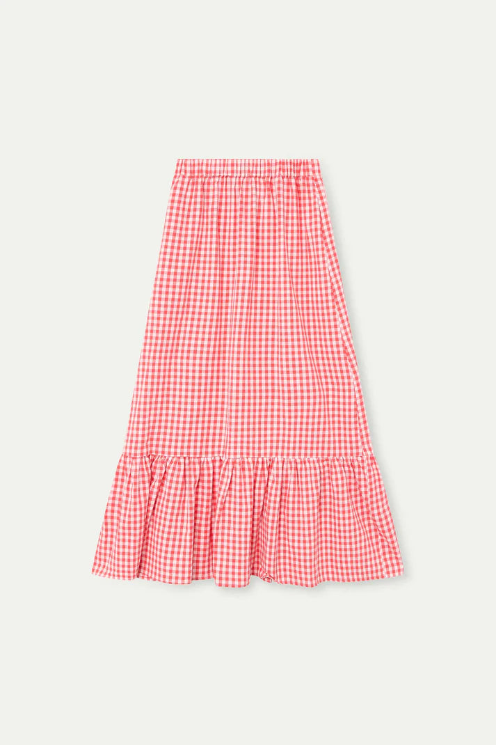 Gonna 100% cotone a quadri vichy rosso