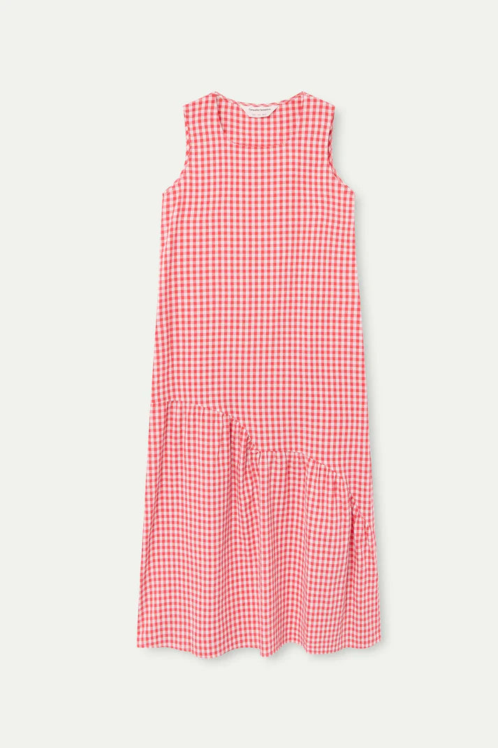 Abito midi 100% cotone quadri vichy rosso