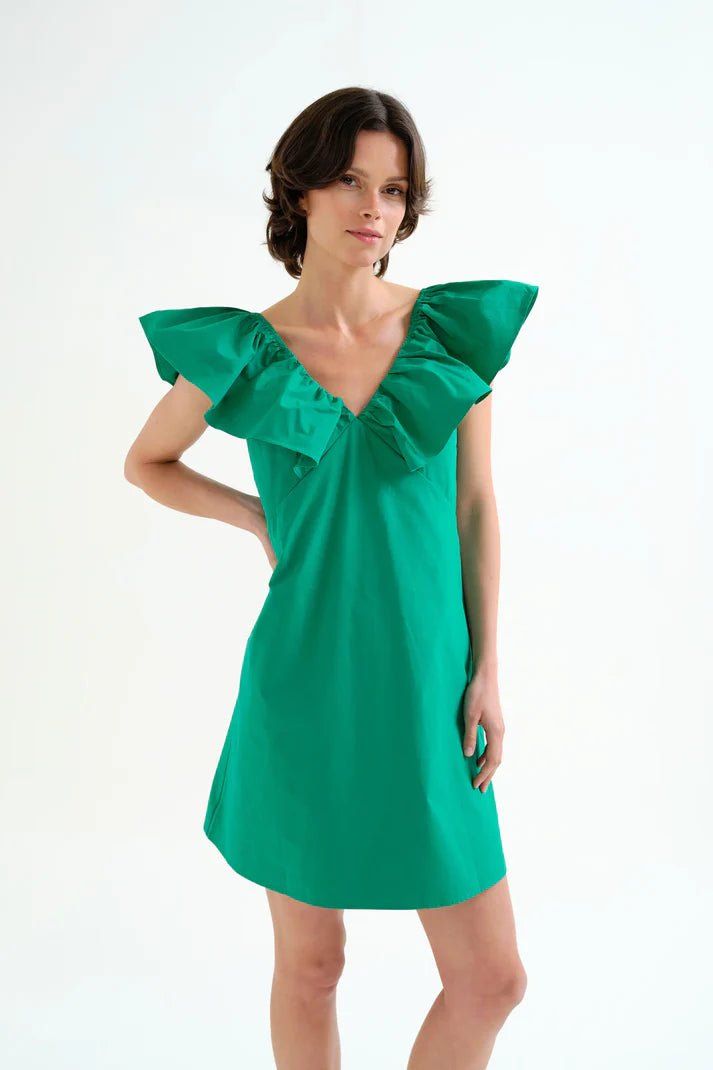 Abito corto verde 100% cotone