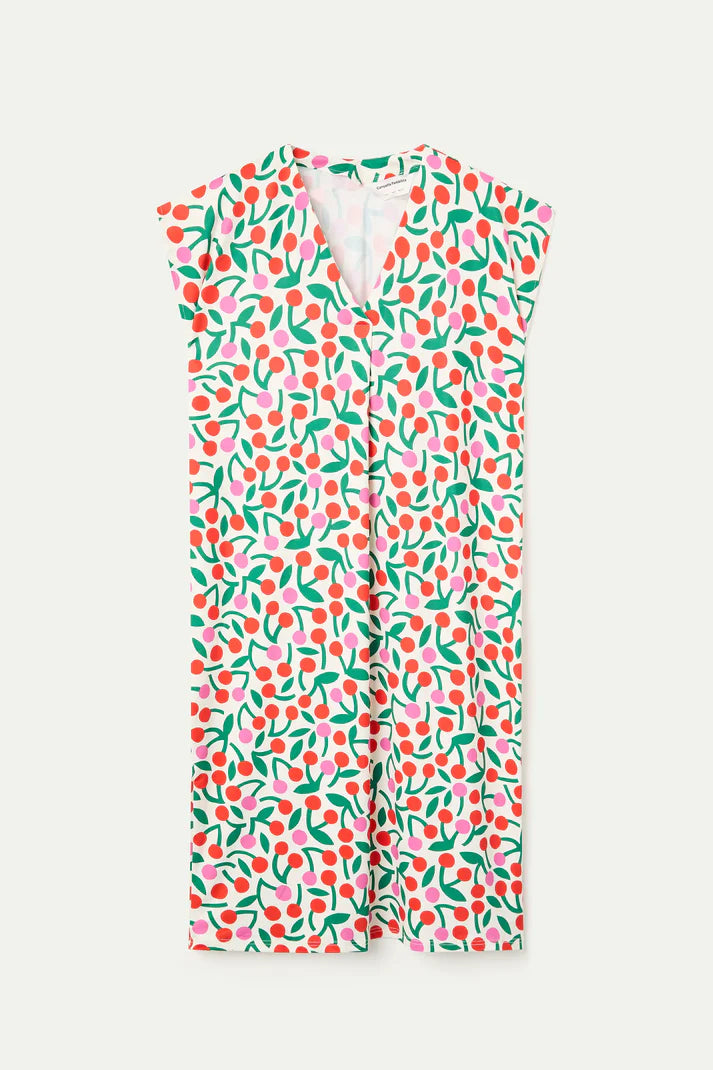 Caftan lungo con stampa di ciliegina