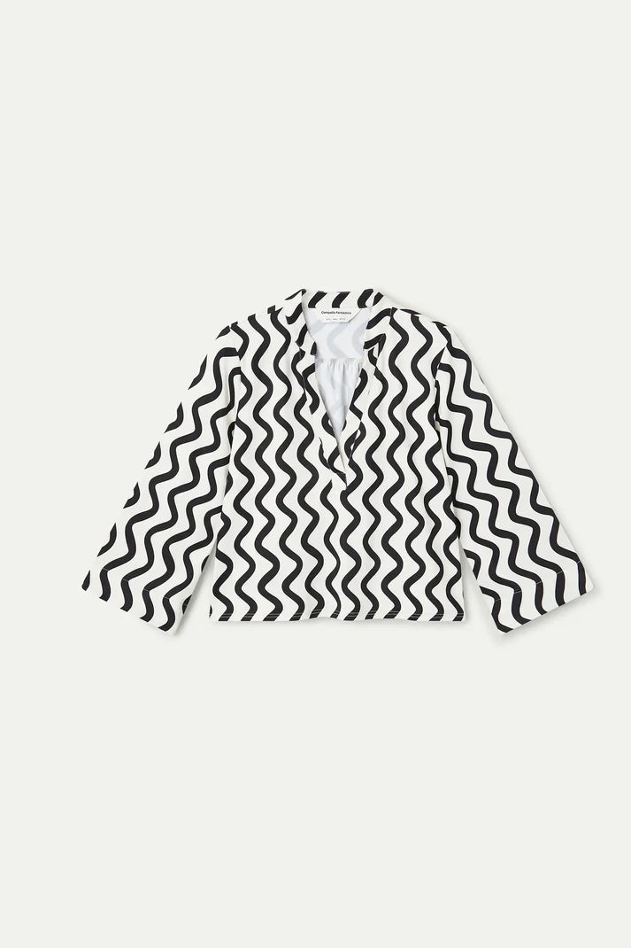Top da spiaggia con stampa Wave Black & White
