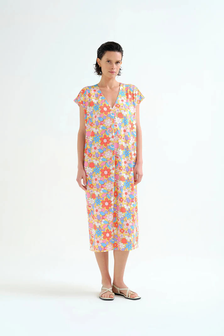 Kaftan lungo con stampa Bloom