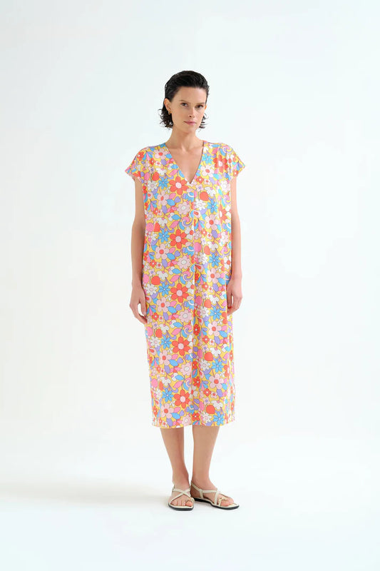 Kaftan lungo con stampa Bloom
