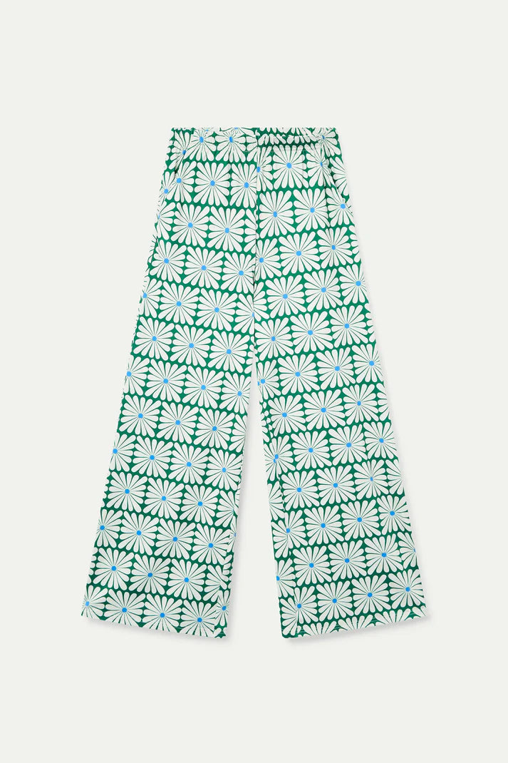 Pantaloni con stampa Olive Flower Green