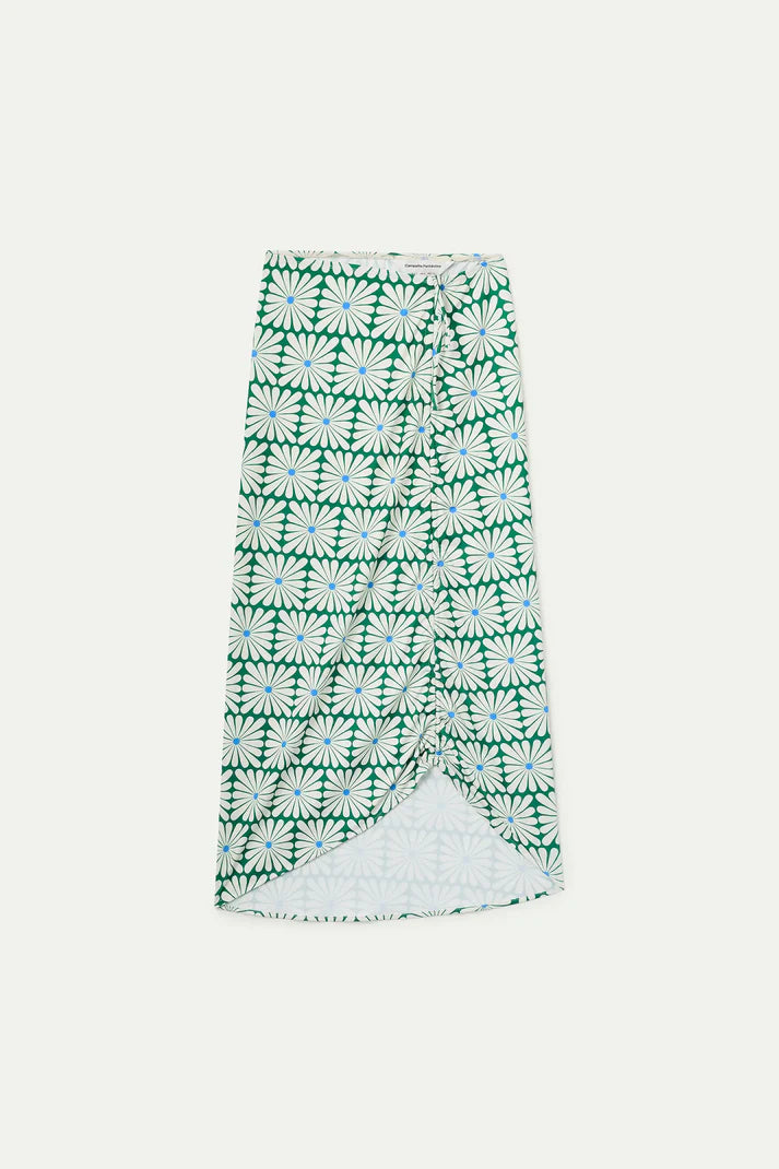 Gonna midi con stampa Olive Flower Green
