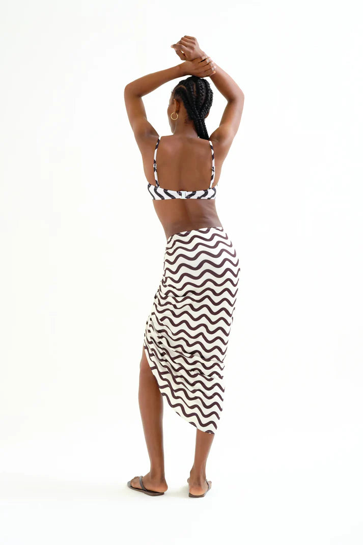 Gonna midi con stampa Wave Black & White