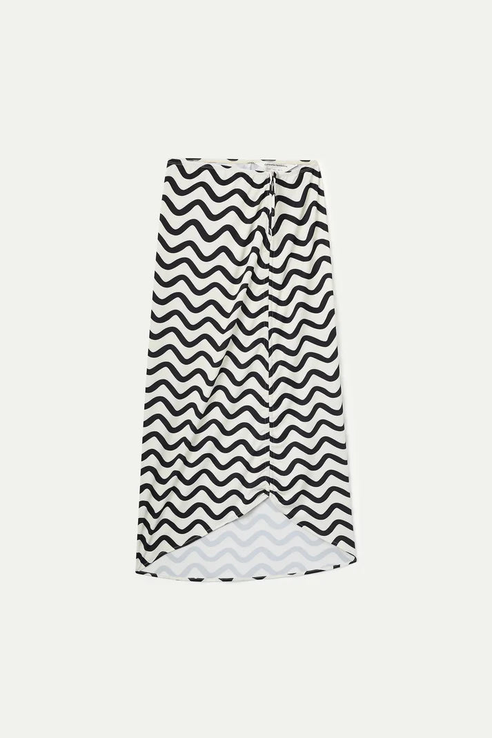 Gonna midi con stampa Wave Black & White