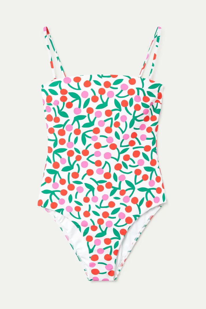 Costume da bagno scollo dritto stampato Ciliegina