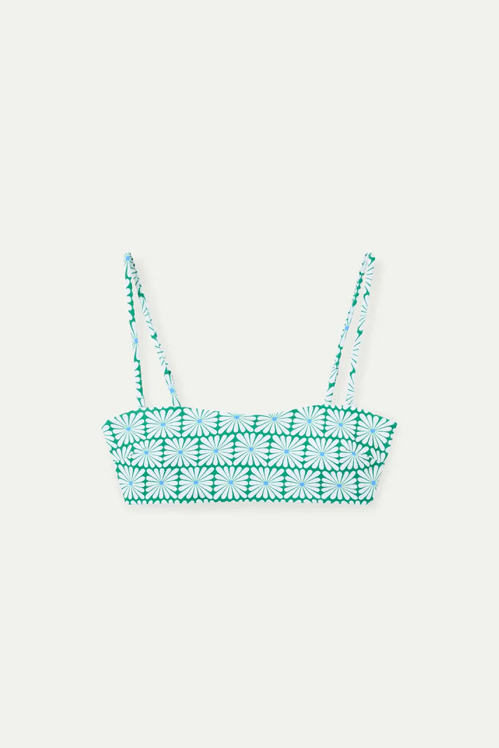 Top bikini dritto stampa Olive Flower Green