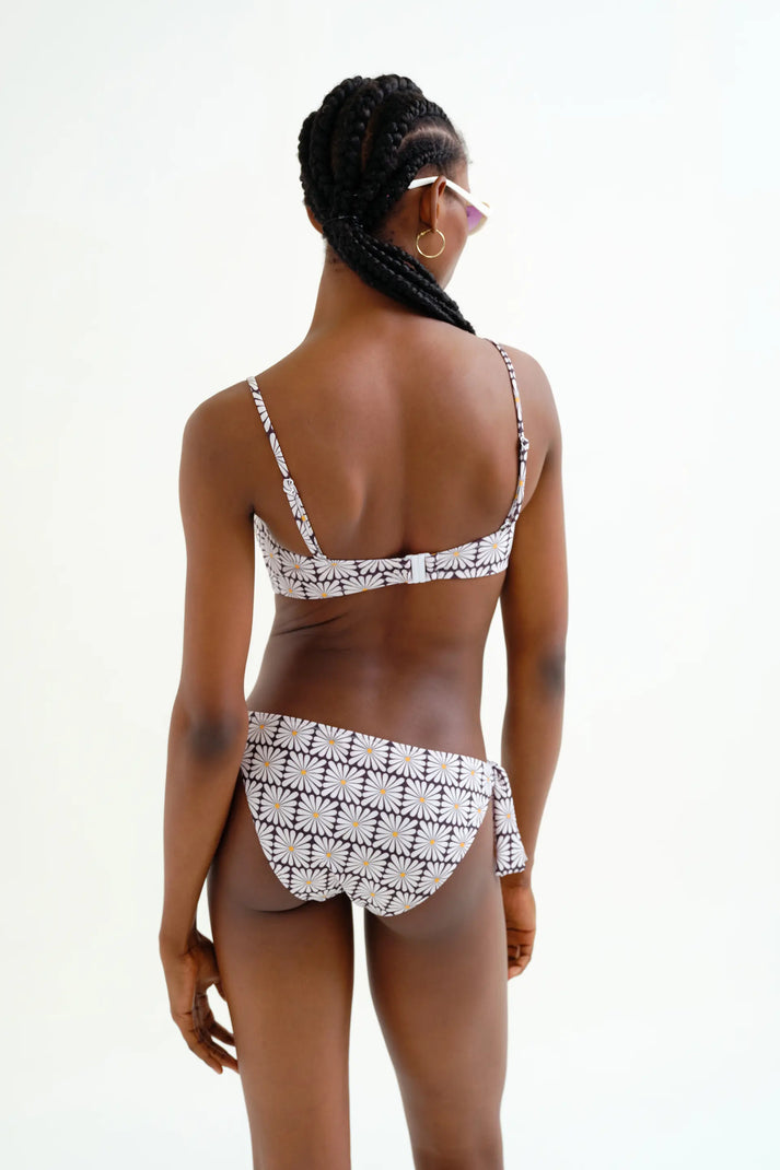 Top bikini dritto stampa Olive Flower Black