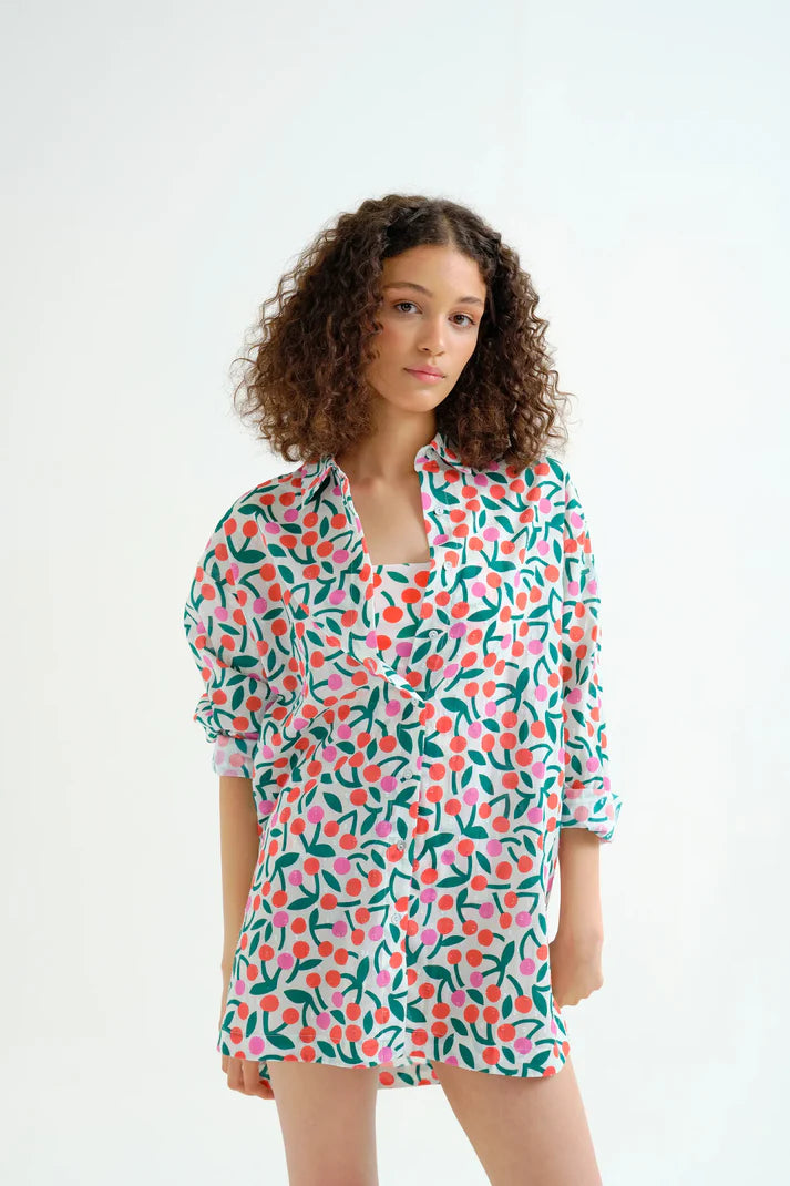 Camicia da spiaggia con stampa Ciliegina