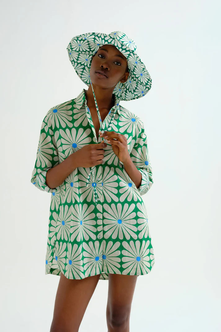 Camicia con stampa Olive Flower Green