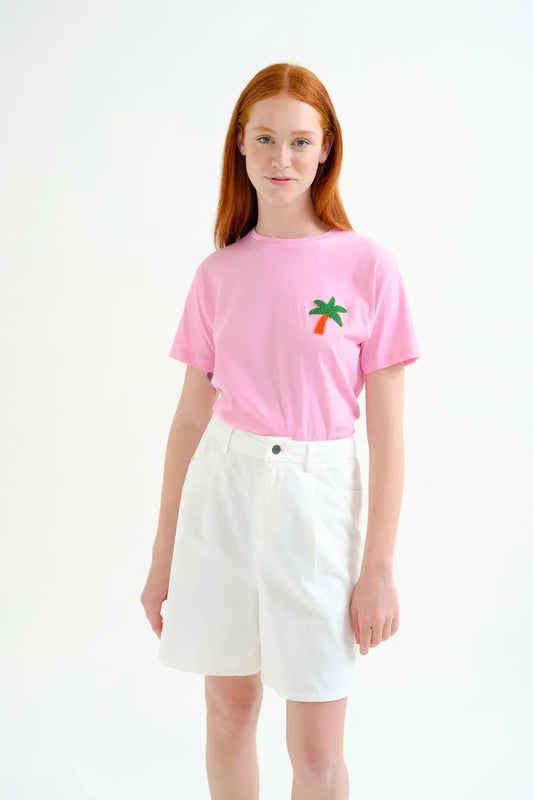 T-shirt con ricamo di palma