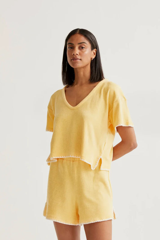 Top da spiaggia 100% cotone con giallo chiaro