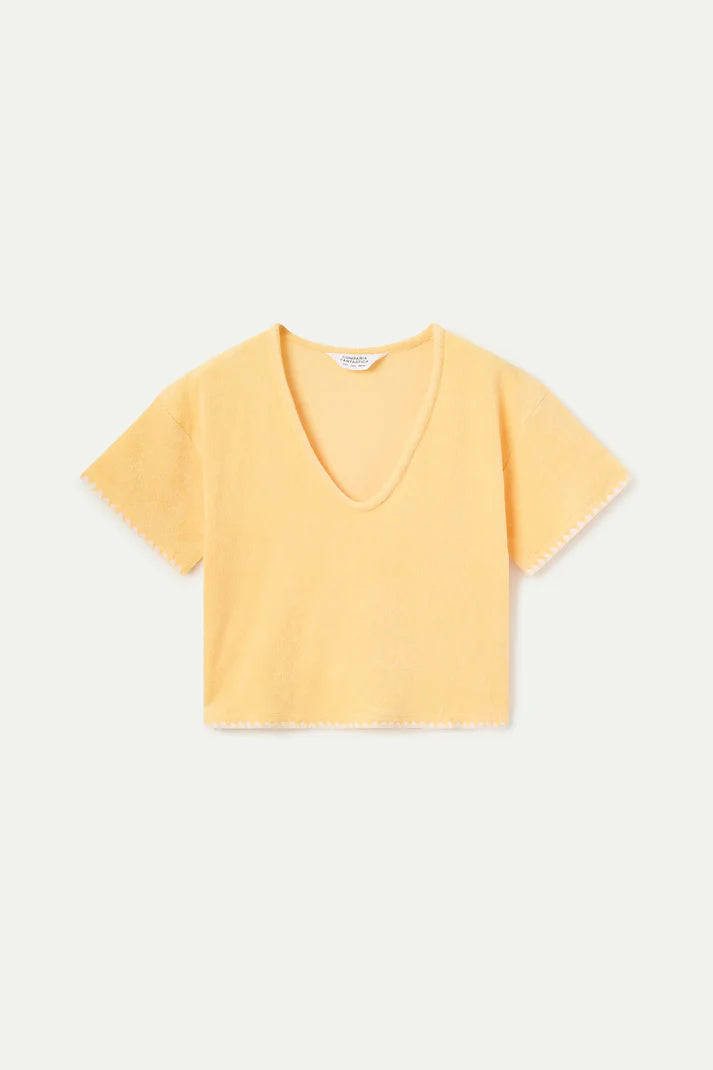 Top da spiaggia 100% cotone con giallo chiaro