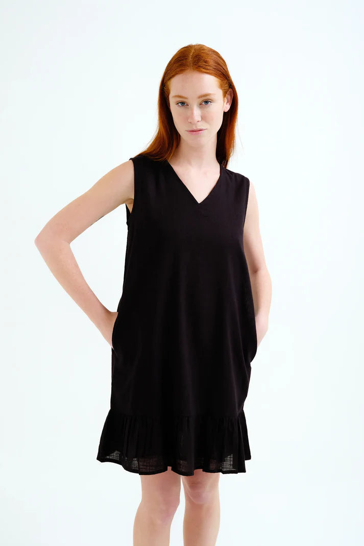 Abito corto 100% cotone nero