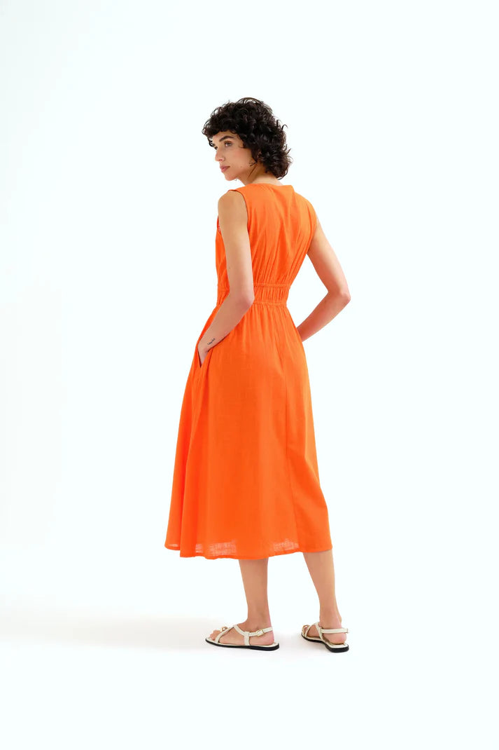 Abito midi 100% cotone arancione