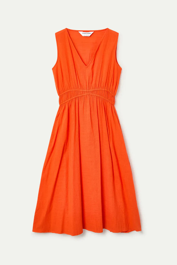Abito midi 100% cotone arancione