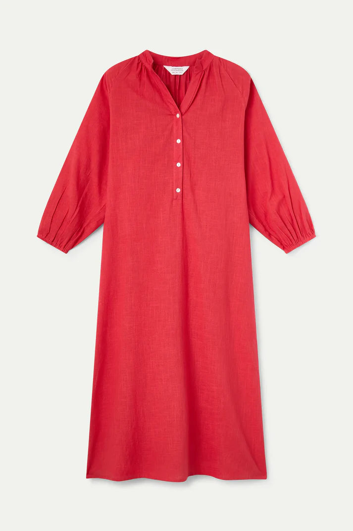 Kaftan lungo rosso con bottoni
