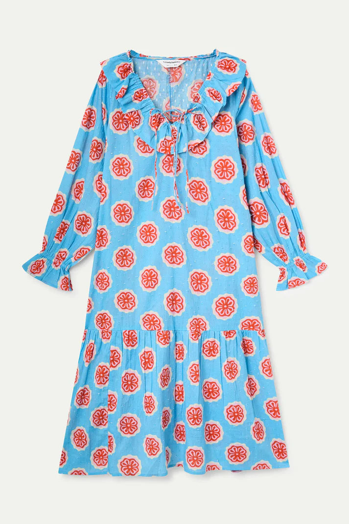 Abito lungo da spiaggia con stampa Red bloom flowers