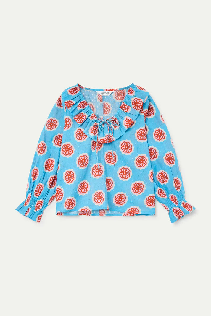Top da spiaggia con stampa Red bloom flowers
