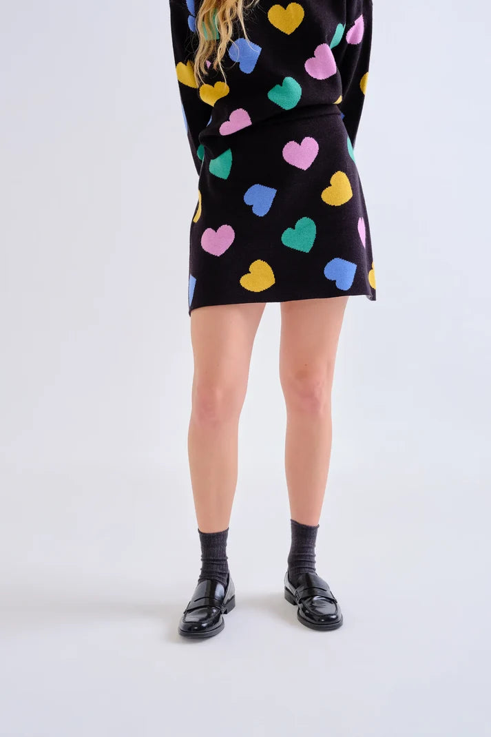 Gonna corta in maglia con stampa Candy