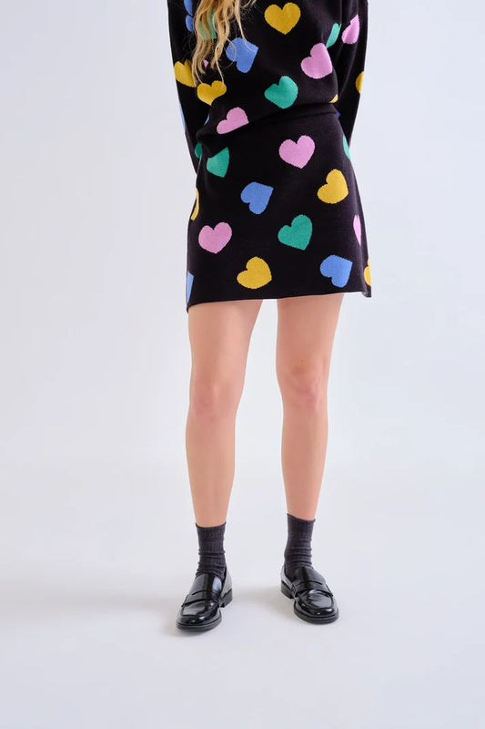 Gonna corta in maglia con stampa Candy