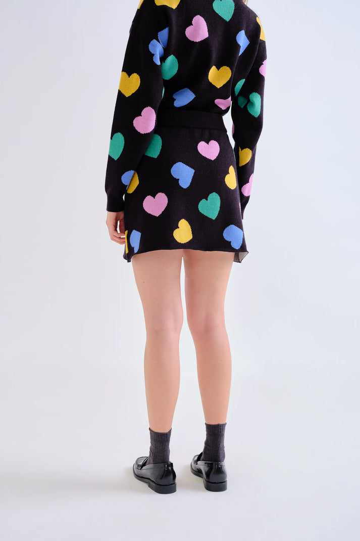 Gonna corta in maglia con stampa Candy