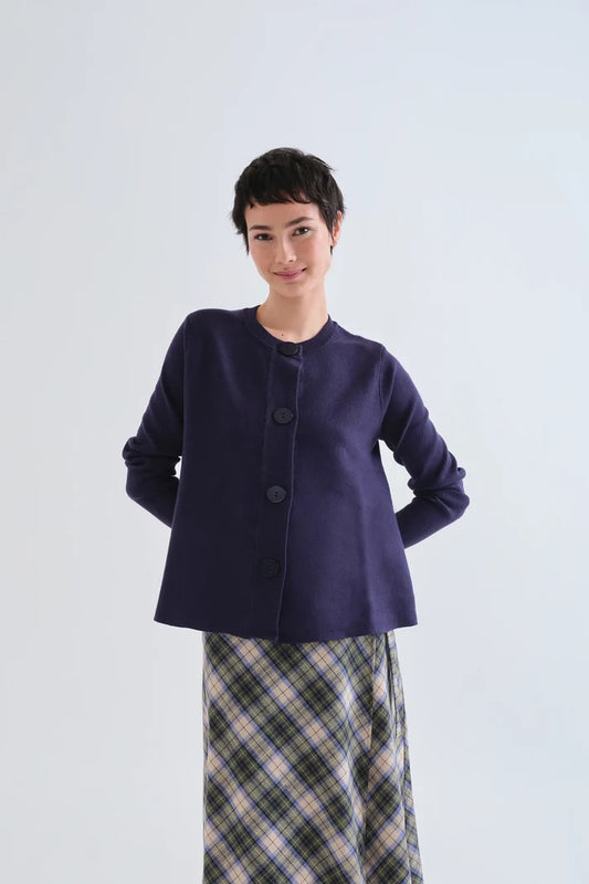 Cardigan basic blu navy