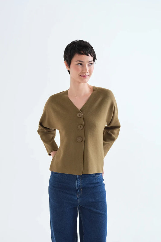 Cardigan verde oliva