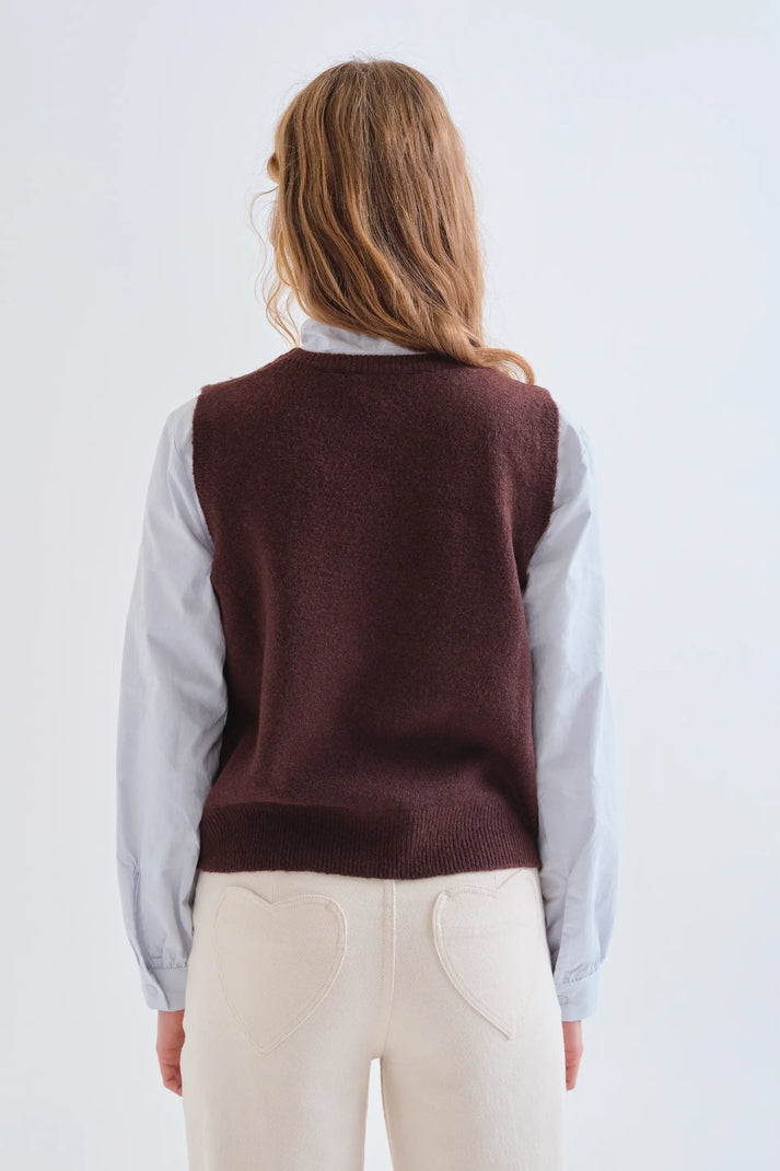 Gilet lavorato a maglia con stampa Big Flower
