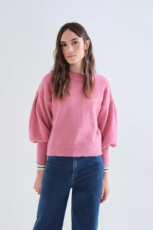Maglia basica in maglia rosa