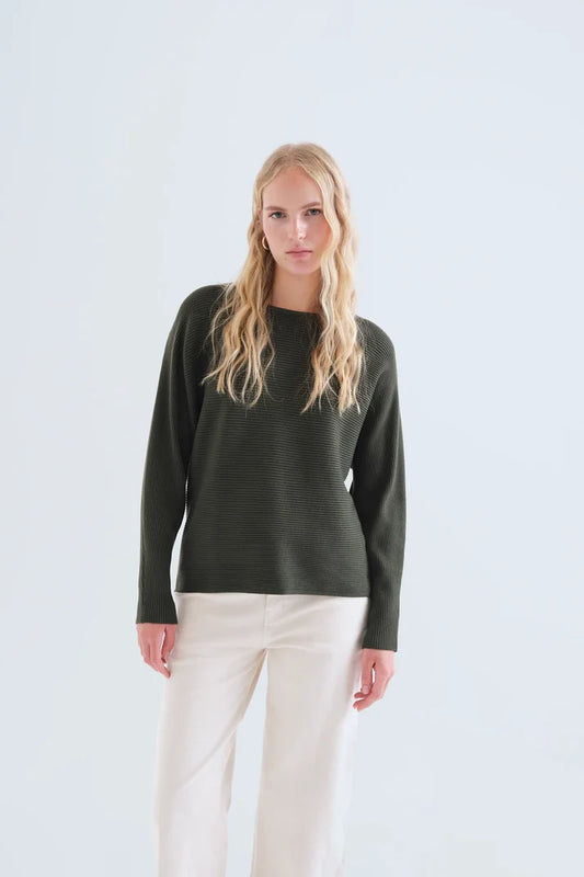 Maglia a righe verde oliva
