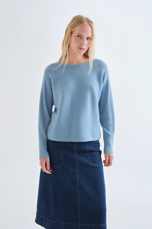 Maglia a righe azzurro