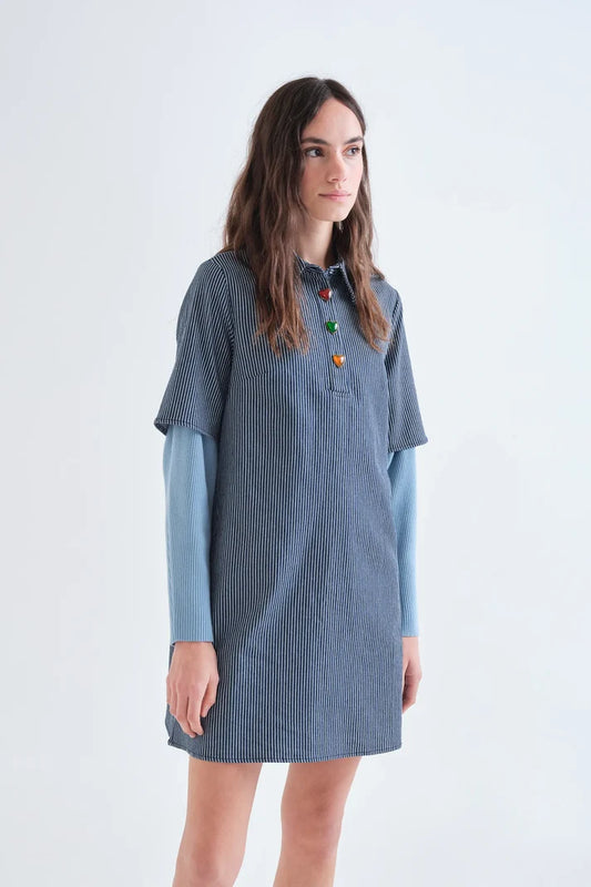 Abito corto righe blu e bianco