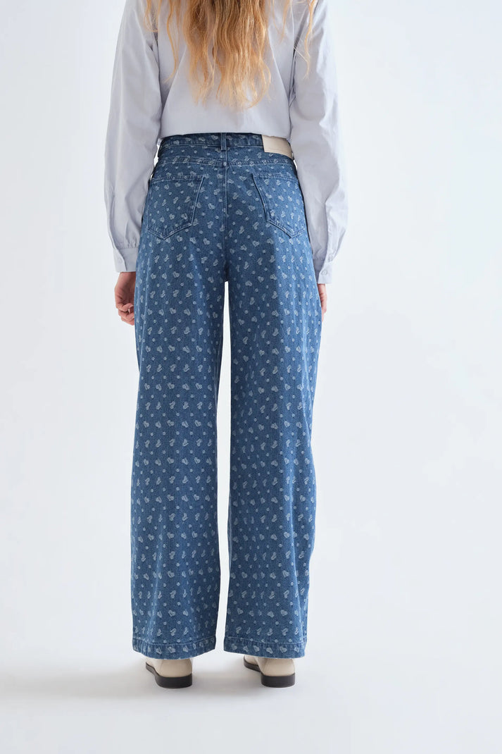 Jeans con stampa a cuore