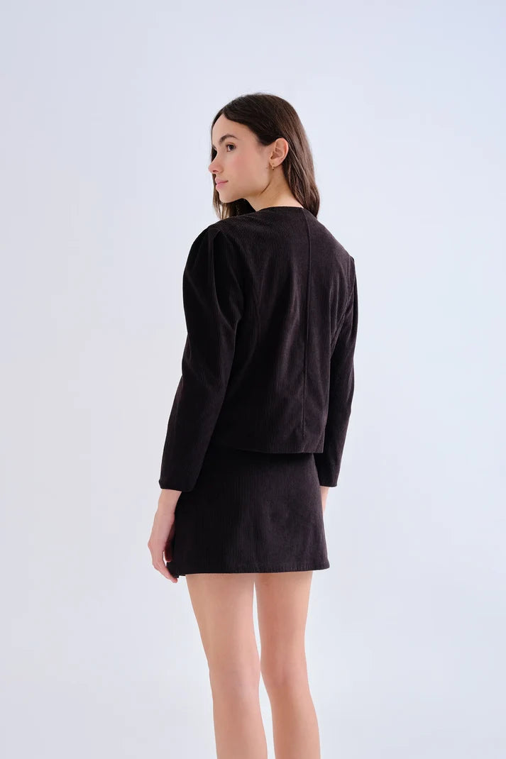 Giacca in velluto nero con bottoni multicolore
