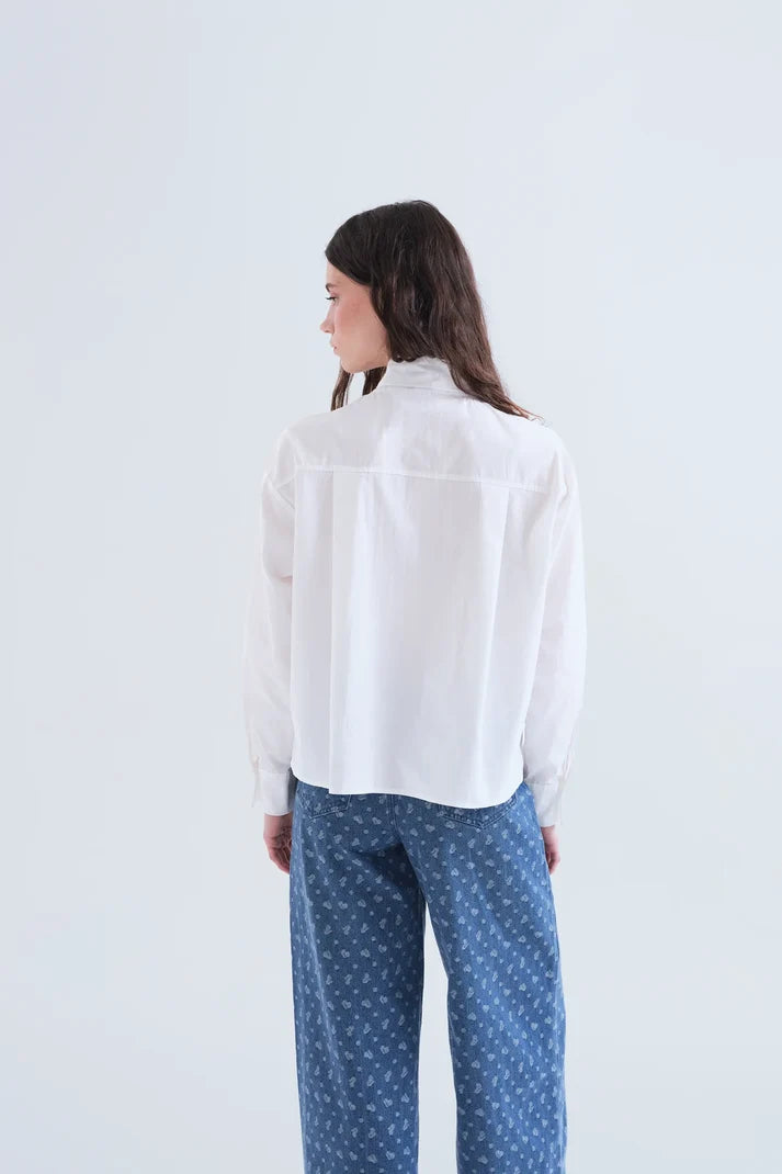 Camicia allacciata 100% cotone bianco