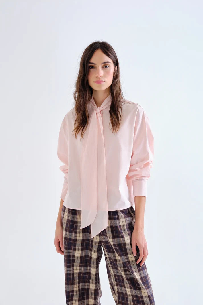 Camicia allacciata 100% cotone rosa