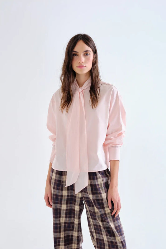 Camicia allacciata 100% cotone rosa
