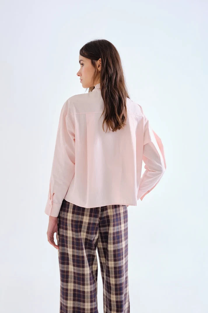 Camicia allacciata 100% cotone rosa