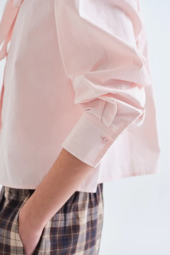 Camicia allacciata 100% cotone rosa