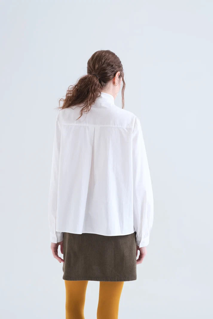 Camicia con allacciatura strutturata 100% cotone bianco