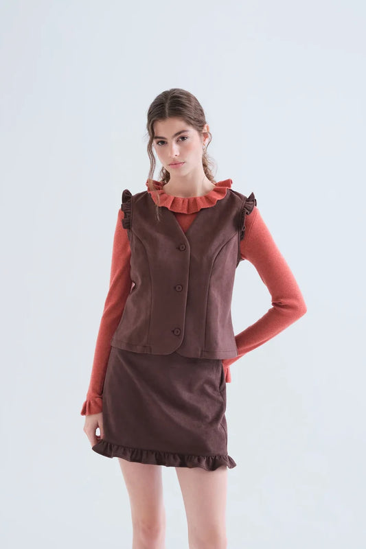 Gilet scamosciato marrone