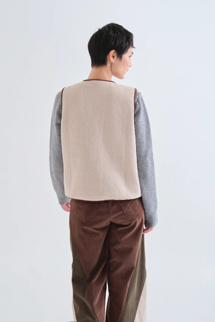 Gilet di velluto a coste bianco crudo