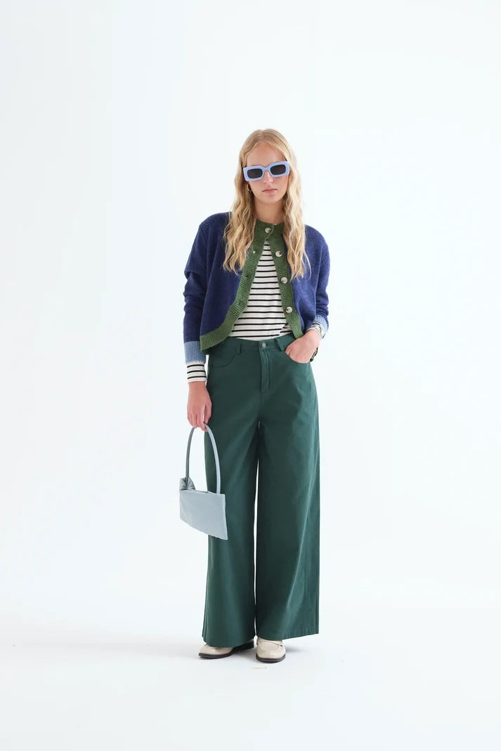 Jeans 100% cotone verde petrolio
