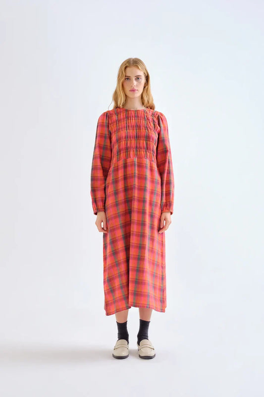 Abito 100% cotone con stampa Pink Plaid