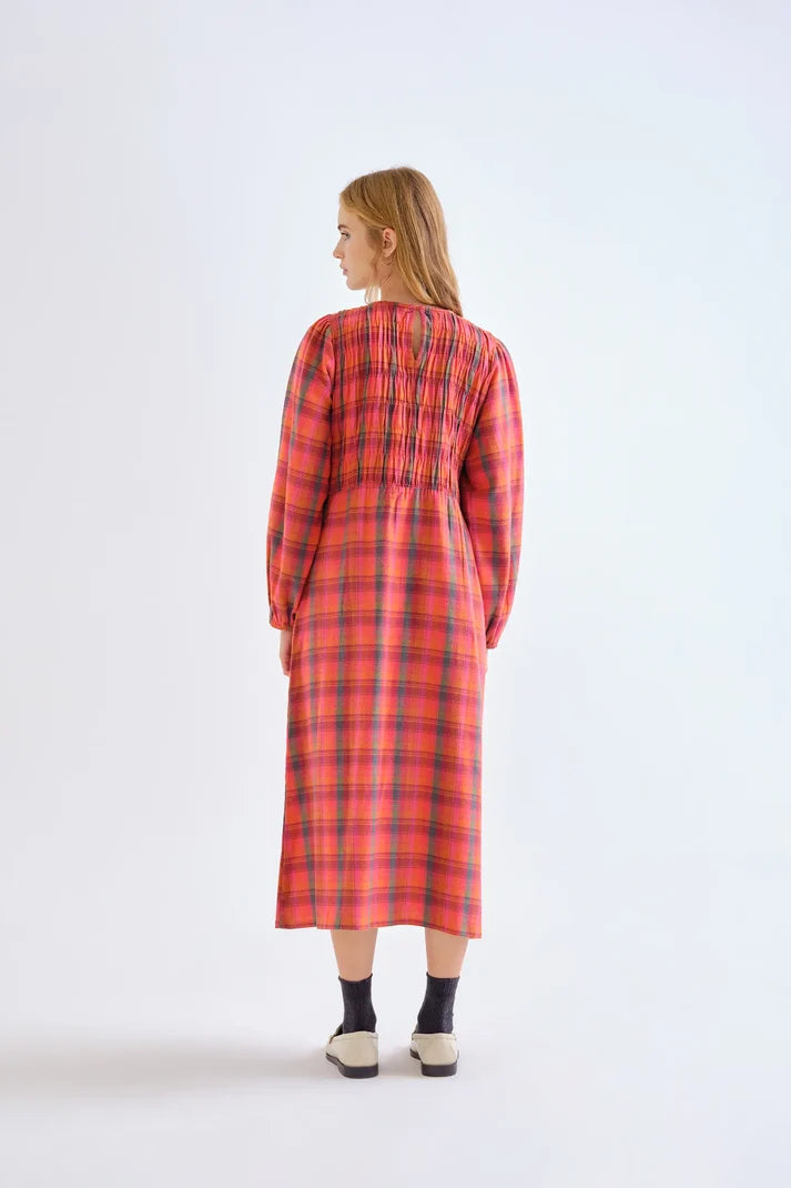 Abito 100% cotone con stampa Pink Plaid