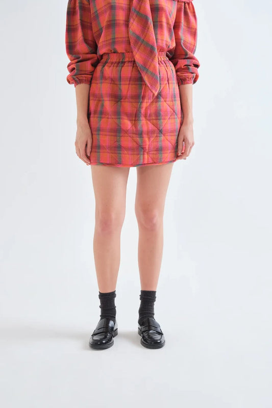 Gonna 100% cotone con stampa Pink Plaid
