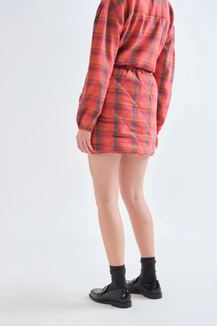 Gonna 100% cotone con stampa Pink Plaid